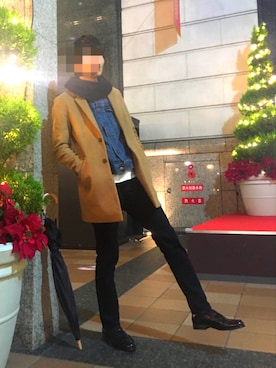 「アイテム（ストール/ショール）」を使った、シンさん（メンズ・180cm）の冬コーディネート