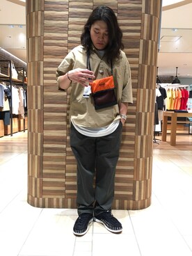 「AlexanderLeeChang（アレキサンダーリーチャン）のアイテム（チノパンツ）」を使った、伊藤さん（メンズ・165cm）の夏コーディネート