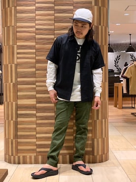 「SUB POP（サブポップ）のアイテム（トップス）」を使った、伊藤さん（メンズ・165cm）の夏コーディネート