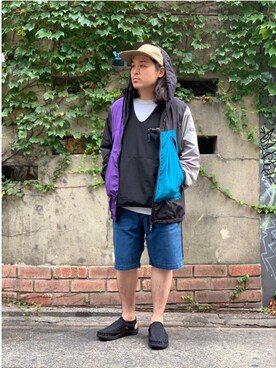 「MANASTASH（マナスタッシュ）のアイテム（チノパンツ）」を使った、伊藤さん（メンズ・165cm）の夏コーディネート