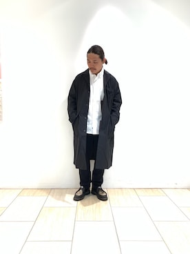 「MANASTASH（マナスタッシュ）のアイテム（ステンカラーコート）」を使った、伊藤さん（メンズ・165cm）の秋コーディネート
