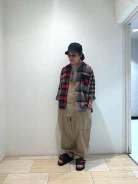 「PG（ピージー）のアイテム（サンダル）」を使った、伊藤さん（メンズ・165cm）の夏コーディネート