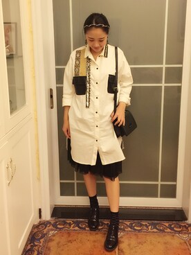 「taobaoのアイテム（その他シューズ、ブラック系）」を使った、athena*何静さん（レディース・163cm）の冬コーディネート