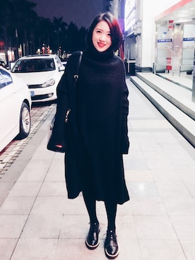 「NOのアイテム（ワンピース、ブラック系）」を使った、athena*何静さん（レディース・163cm）の冬コーディネート