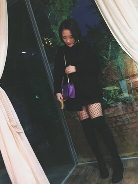 「烫のアイテム（ブーツ、ブラック系）」を使った、athena*何静さん（レディース・163cm）の冬コーディネート