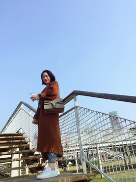 「GUCCI（グッチ）のアイテム（ショルダーバッグ、ブラウン系）」を使った、athena*何静さん（レディース・163cm）の冬コーディネート