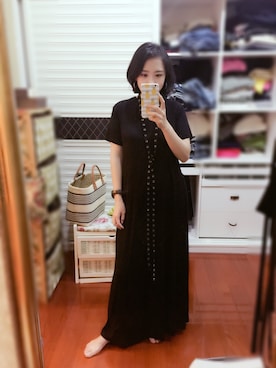 「taobaoのアイテム（ワンピース、ブラック系）」を使った、athena*何静さん（レディース・163cm）の夏コーディネート