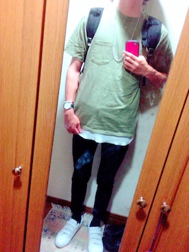 「WEGO（ウィゴー）のWEGO/スラブワッフルラウンドロングタンクトップ（タンクトップ）」を使った、成宮  雷斗さん（メンズ・180cm）の春コーディネート