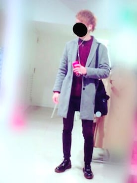 「GU（ジーユー）の（GU）スキニーフィットジーンズ（MEN ⁄ ジーンズ）」を使った、成宮  雷斗さん（メンズ・180cm）の冬コーディネート