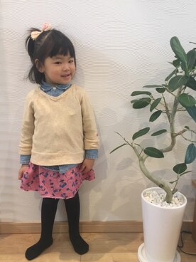 「むすめコーデ」｜「アイテム（スカート）」を使った、kodomohuku_hanaさん（キッズ・100cm）の冬コーディネート
