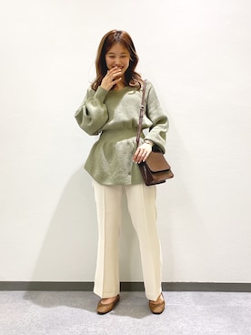 「ぺプラムトップス」｜「アイテム（バレエシューズ）」を使った、Rionaさん（レディース・154cm）の春コーディネート