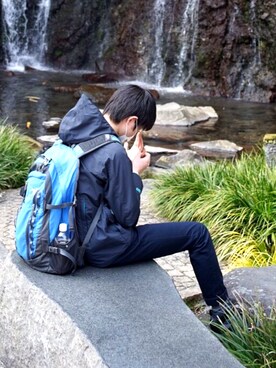 「AIGLE（エーグル）のアイテム（マウンテンパーカー）」を使った、水炊きさん（メンズ・177cm）の冬コーディネート