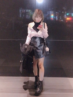 「一中商圈 skpのアイテム（スカート、ブラック系）」を使った、Hanna 漢娜さん（レディース・165cm）の春コーディネート