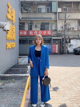 「西裝外套」｜「アイテム（アクセサリー）」を使った、Hanna 漢娜さん（レディース・165cm）の春コーディネート