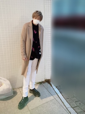 「BALENCIAGA」｜「アイテム（チェスターコート）」を使った、シータロスさん（メンズ・170cm）の春コーディネート