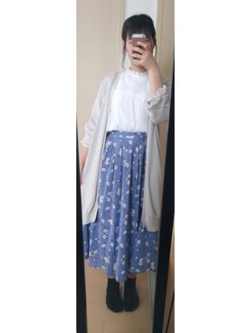 「MAJESTIC LEGON（マジェスティックレゴン）の【WEB限定価格】ドットポイントレースブラウス（シャツ/ブラウス、ホワイト系）」を使った、ひーーさん（レディース・157cm）の春コーディネート