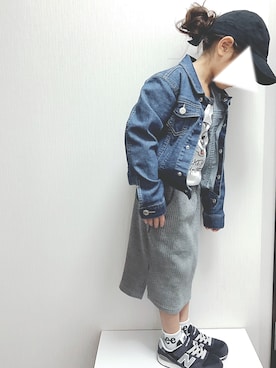「ミッキーT」｜「アイテム（デニムジャケット）」を使った、hiiiiさん（キッズ・110cm）の春コーディネート