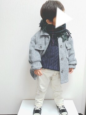 「ケーブルニット」｜「アイテム（その他アウター）」を使った、hiiiiさん（キッズ・90cm）の冬コーディネート