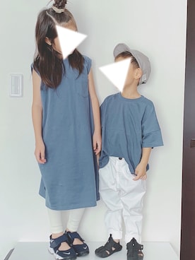 「バックロゴ」｜「アイテム（レッグウェア）」を使った、hiiiiさん（キッズ・120cm）の夏コーディネート