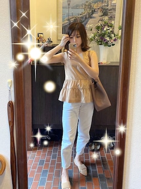 「STRAWBERRY-FIELDS（ストロベリーフィールズ）のアイテム（シャツ/ブラウス）」を使った、こはる🧸さん（レディース・161cm）の夏コーディネート