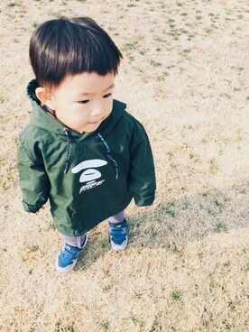 「AAPE BY A BATHING APE（エーエイプバイアベイシングエイプ）のアイテム（ジャケット/アウター）」を使った、Maiboaさん（キッズ・90cm）の春コーディネート