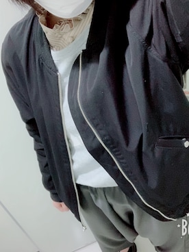 「ボーイッシュ」｜「アイテム（MA-1）」を使った、たろさん（レディース・165cm）の春コーディネート