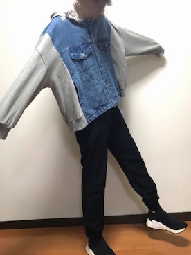 「neos（ネオス）のアイテム（デニムジャケット）」を使った、かずまるさん（メンズ・165cm）の春コーディネート