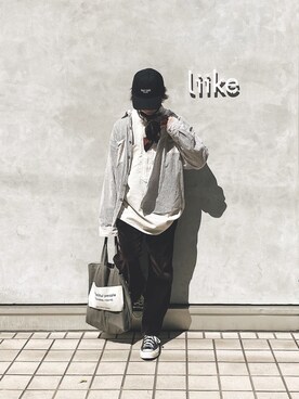 「DAY DAYのアイテム（キャップ、ブラック系）」を使った、タケル さん（メンズ・170cm）の春コーディネート