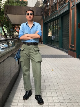 「RRL（ダブル アール エル）のアイテム（ブーツ）」を使った、Andy Lauさん（メンズ・178cm）の春コーディネート