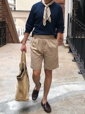 「RRL（ダブル アール エル）のアイテム（バッグ）」を使った、Andy Lauさん（メンズ・178cm）の秋コーディネート