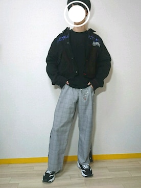 「SHAREEF（シャリーフ）のアイテム（デニムジャケット）」を使った、サンタさん（メンズ・178cm）の秋コーディネート