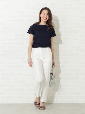 「アイテム（トートバッグ、シルバー系）」を使った、NBB STAFF 09さん（レディース・157cm）の夏コーディネート