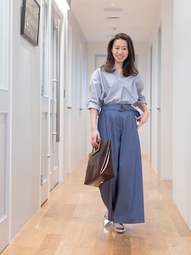 「スキッパーシャツ」｜NBB STAFF 09さん（レディース・157cm）の春コーディネート