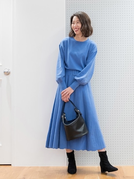 「おでかけ」｜「アイテム（ワンピース/ドレス）」を使った、NBB STAFF 09さん（レディース・157cm）の冬コーディネート