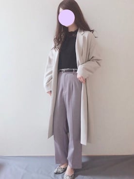 「LEPSIM（レプシィム）のアイテム（ノーカラーコート）」を使った、Yurinさん（レディース・159cm）の春コーディネート