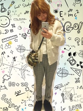 「stradivarius（ストラディバリウス）のアイテム（ライダースジャケット）」を使った、♡杏仁🥨ちゃんさん（レディース・157cm）の冬コーディネート