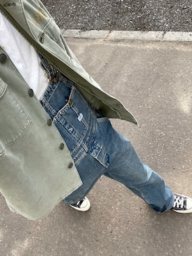 「緑」｜「アイテム（オールインワン・サロペット）」を使った、yuさん（メンズ・168cm）の春コーディネート