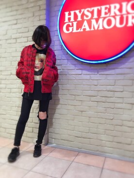 「レッド」｜「アイテム（MA-1）」を使った、mzeさん（レディース・164cm）の秋コーディネート