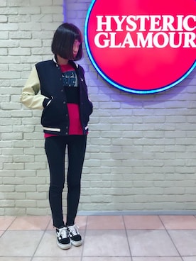 「ワッペン」｜「アイテム（スタジャン）」を使った、mzeさん（レディース・164cm）の秋コーディネート