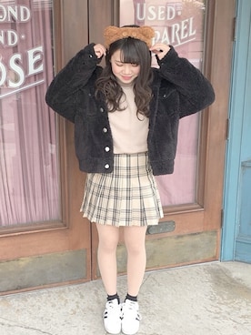「USJ」｜「アイテム（ブルゾン）」を使った、りなまるさん（レディース・153cm）の冬コーディネート