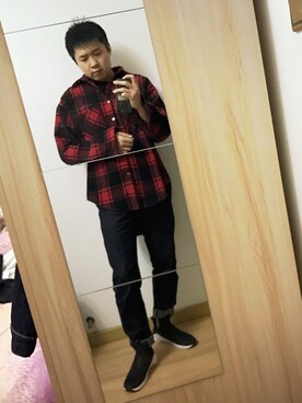 「no brand（ノーブランド）のアイテム（ピーコート）」を使った、zyqさん（メンズ・172cm）の春コーディネート