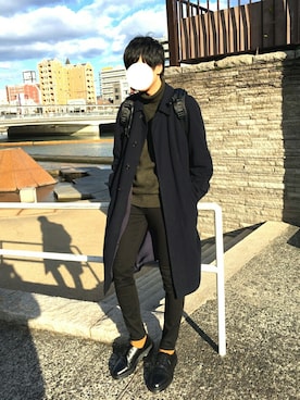 「UNIQLO（ユニクロ）のWOMEN ウルトラストレッチジーンズ（デニムパンツ）」を使った、とっきーさん（メンズ・184cm）の冬コーディネート