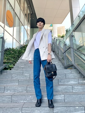 「RANDOM IDENTITIES（ランダムアイデンティティーズ）のアイテム（ブーツ）」を使った、とっきーさん（メンズ・184cm）の夏コーディネート