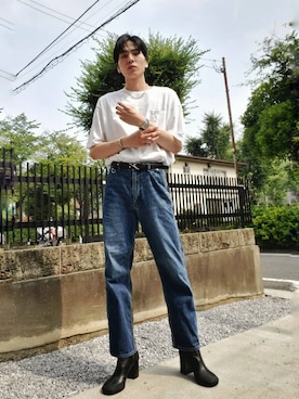 「RANDOM IDENTITIES（ランダムアイデンティティーズ）のアイテム（シューズ）」を使った、とっきーさん（メンズ・184cm）の夏コーディネート