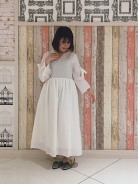 「アイテム（その他シューズ、グリーン系）」を使った、merry jenny 新宿店さん（レディース・159cm）の春コーディネート