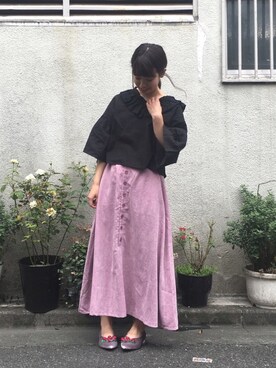 「アイテム（その他シューズ、パープル系）」を使った、merry jenny 新宿店さん（レディース・157cm）の夏コーディネート