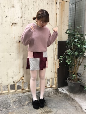 「アイテム（スウェット、ピンク系）」を使った、merry jenny 新宿店さん（レディース・157cm）の冬コーディネート