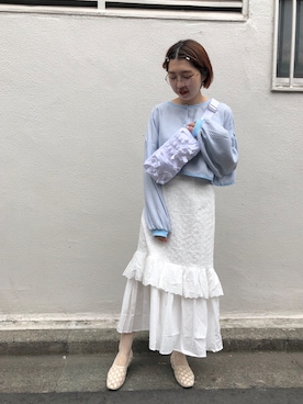 「コットンレース」｜「アイテム（その他シューズ）」を使った、merry jenny 新宿店さん（レディース・157cm）の春コーディネート