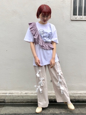 「アイテム（キャミソール、パープル系）」を使った、merry jenny 新宿店さん（レディース・157cm）の春コーディネート