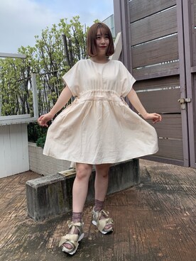 「サンダルに靴下」｜merry jenny 新宿店さん（レディース・153cm）の夏コーディネート